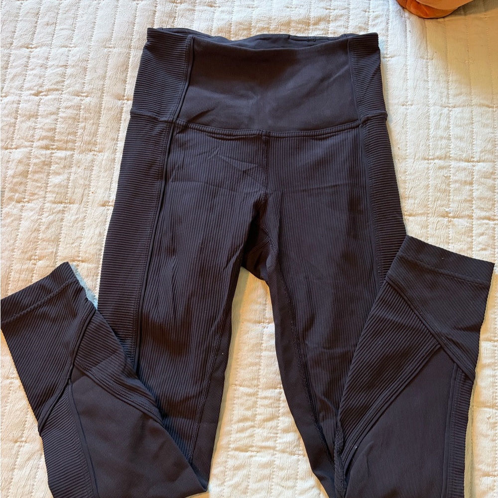 lululemon athletica Black Ribbed High-Waist Leggings